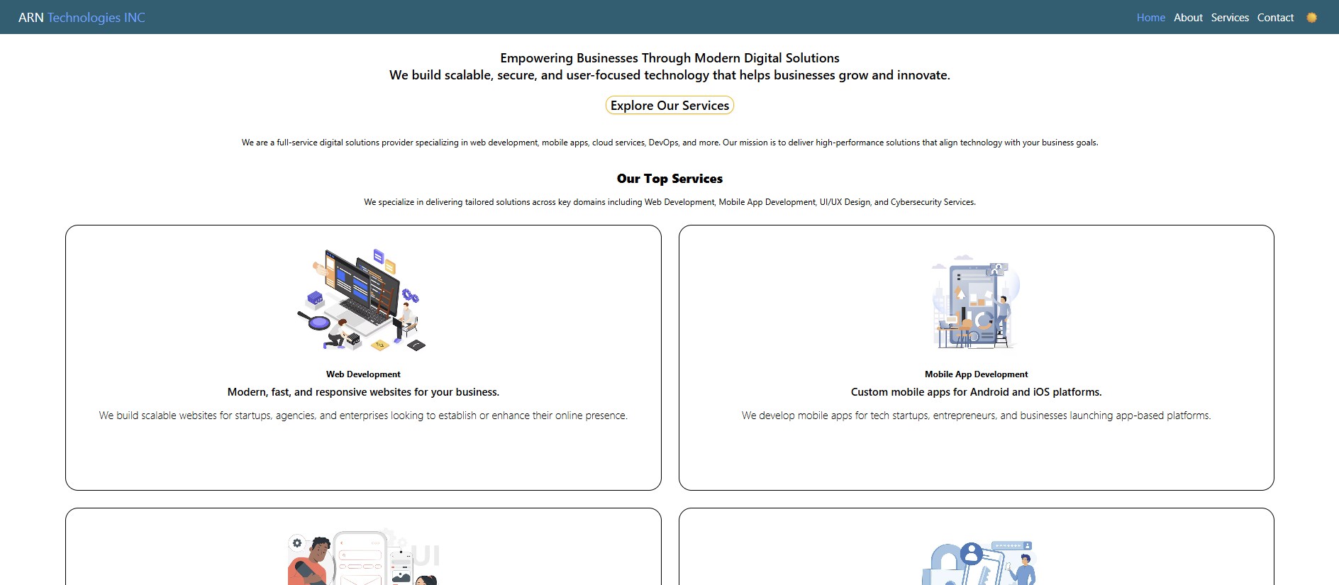 Company website preview