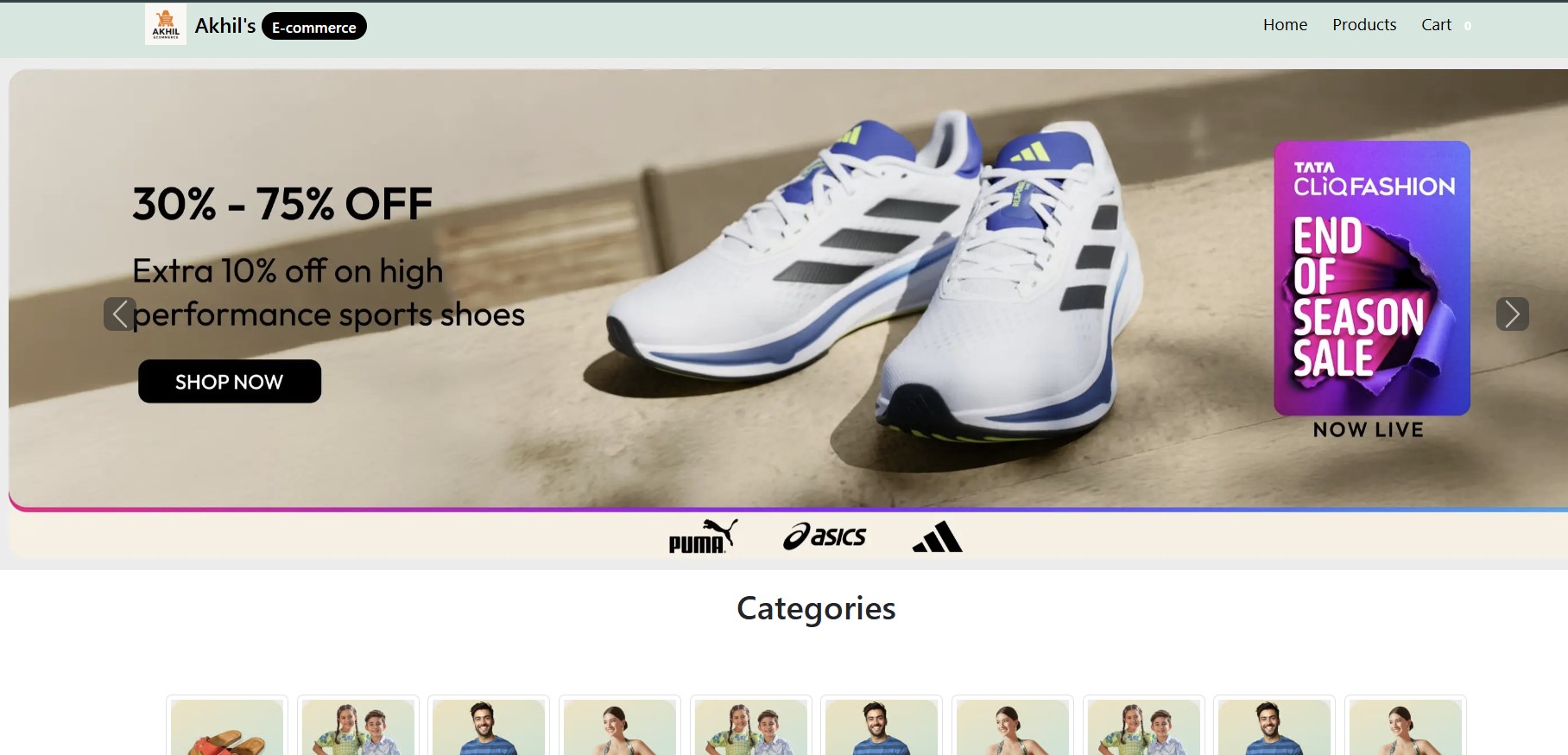 E-commerce website preview